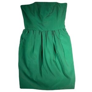 Rachel Rachel Roy Emerald Green Strapless Mini Dress Cage Back Size 8
